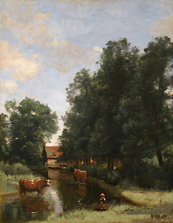 La petite vachère au bord de l\'eau (environs de Gisors) - Jean Baptiste Camille Corot