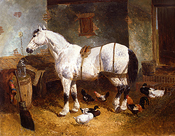 Horse and Poultry in a Barn - John F. Herring, Jr.