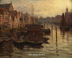 The Old Harbor, Dordrecht, Holland - Louis Aston Knight